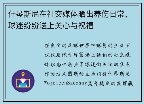 什琴斯尼在社交媒体晒出养伤日常，球迷纷纷送上关心与祝福